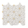 White Daisy Marble Mosaic Tile with Gold Metal Dot Accents