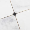 White-marble-mosaic-tile-center-joint-detail-0 Square Wall Mosaic Tile with White Marble and Black Glass Waterjet Design