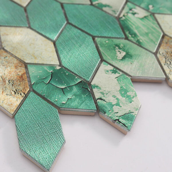 Mint Green Picket Aluminum Tile Shape Metal Wall Mosaic