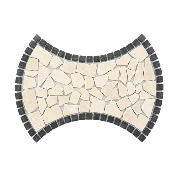 Beige Black Bow Tie Shaped Marble Pebble Mosaic Floor Tile
