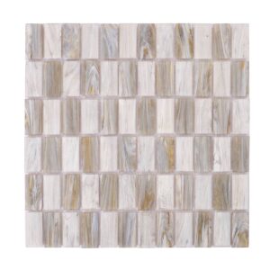 Beige and Gray Checkered Rectangular Mosaic Tile  For Backsplashes