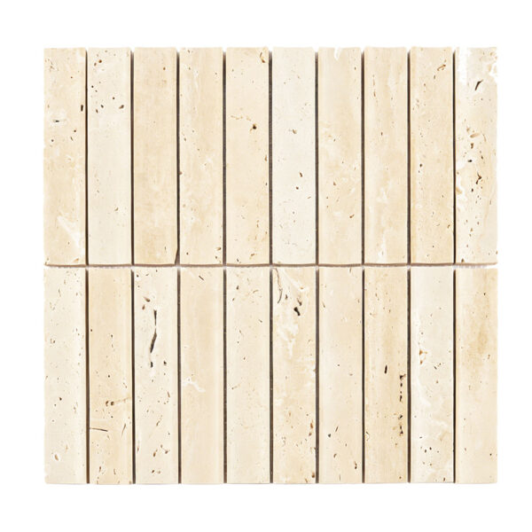 Beige Travertine Stacked Fluted Natural Marble Mosaic Wall Tile