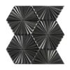 black-3d-fan-triangle-metal-mosaic-front-view Black 3D Fan Triangle Mosaic Brushed Stainless Steel Backsplash Tile