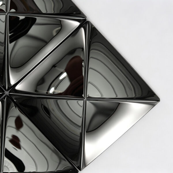black-3d-shaped-wall-tiles-close-up Contemporary Black 3D Glossy Stainless Steel Mosaic Shaped Wall Tile – 12 x 12 in