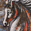 Handmade Horse Glass Mosaic Mural Tile with Red and Gray Background for Feature Walls