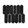black-marble-look-picket-glass-mosaic-sheet Black Picket Glass Mosaic Tile With White Veining And Silver Frames