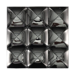 Contemporary Black 3D Glossy Stainless Steel Mosaic Shaped Wall Tile – 12 x 12 in