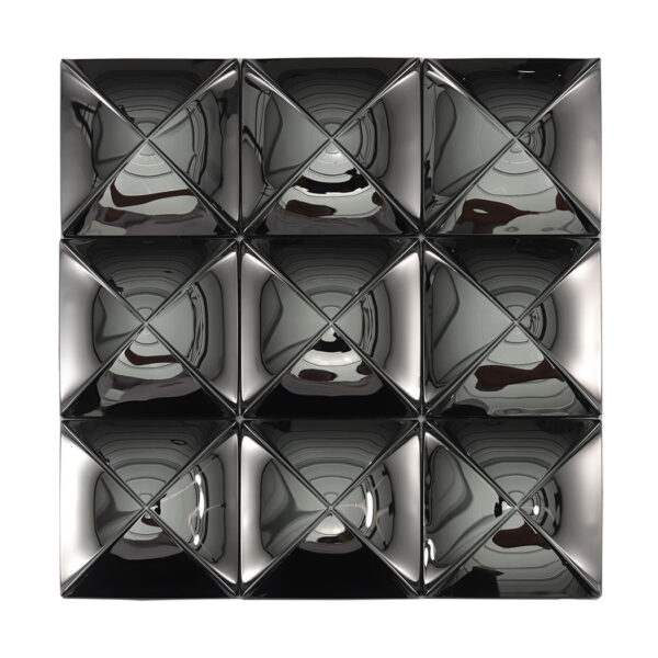 black-square-stainless-steel-mosaic-tiles Contemporary Black 3D Glossy Stainless Steel Mosaic Shaped Wall Tile – 12 x 12 in