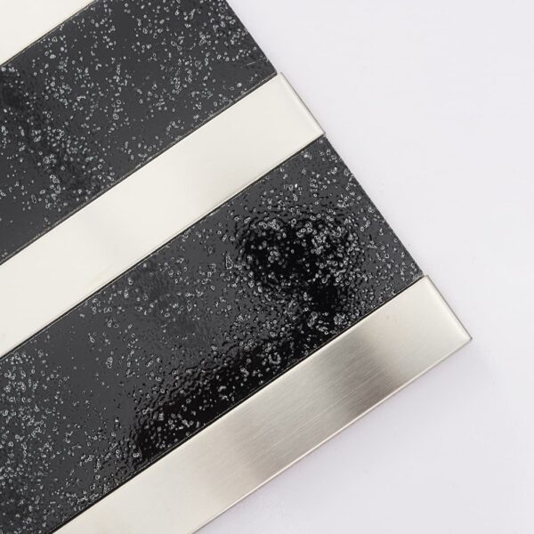 Black Electroplated Stone Metal Tile with Silver Stainless Steel Strips