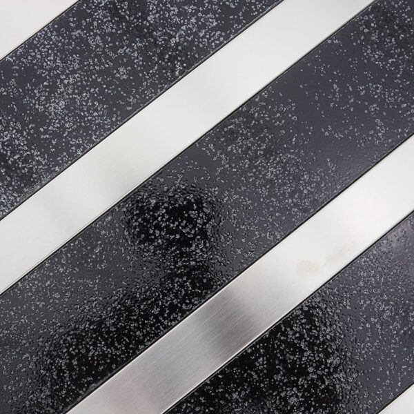 Black Electroplated Stone Metal Tile with Silver Stainless Steel Strips