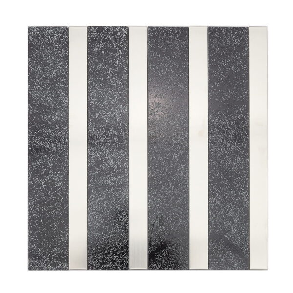 Black Electroplated Stone Metal Tile with Silver Stainless Steel Strips