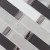 black-textured-glass-white-silver-mosaic-detail Black White Silver Glass Linear Wall Tile