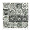 black-white-floral-square-glass-mosaic-sheet Big Square Black White Vintage Patterned Glass Tile