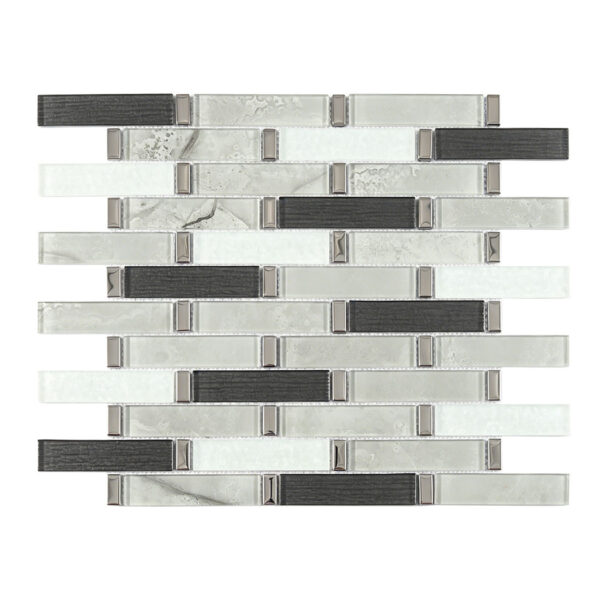 black-white-silver-glass-linear-mosaic-tile-sheet Black White Silver Glass Linear Wall Tile