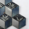 blue-silver-floral-hexagon-aluminum-mosaic-tile-detail Blue Silver Hexagon Aluminum Mosaic Tile