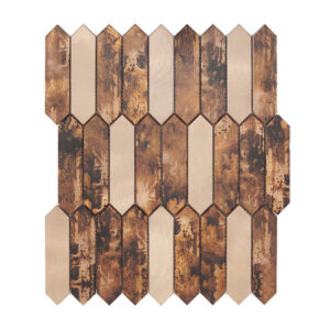 Brown Vintage Aluminum Picket Mosaic Wall Decor Tile