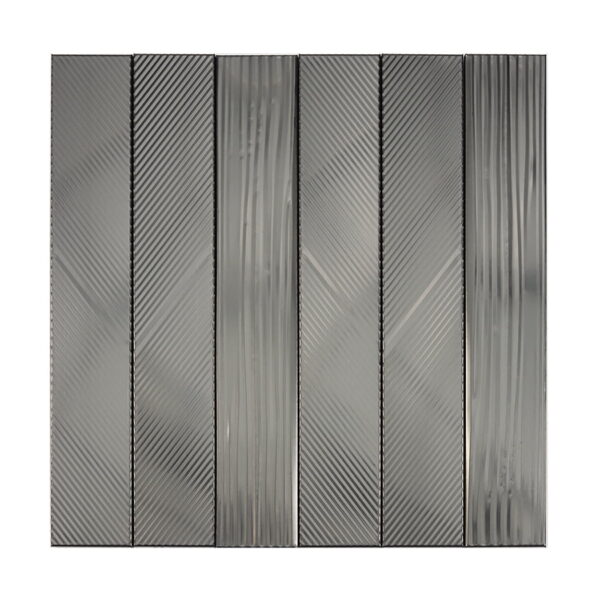 Brushed Black Stainless Steel Tile with Linear Grooved Surface for Modern Walls