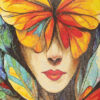 Handmade Butterfly Woman Face Mosaic Wall Mural for Interior Feature Wall