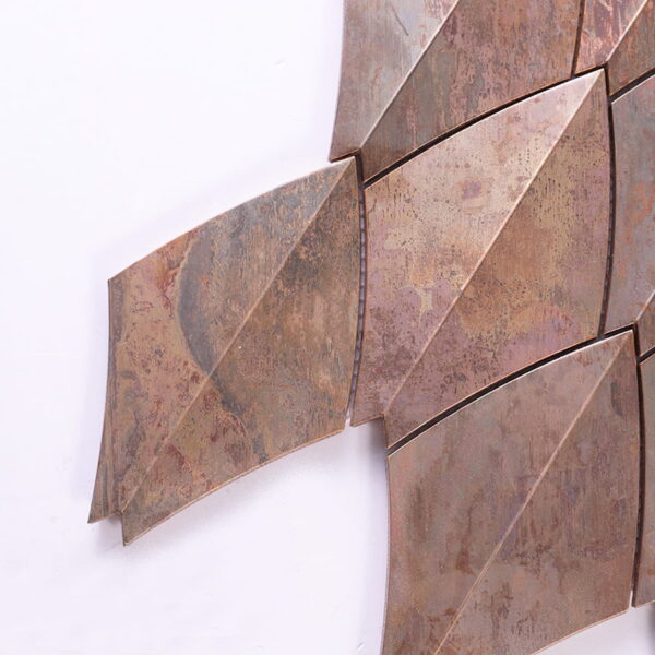 copper-mosaic-tile-edge-detail 3D Copper Diamond Metal Mosaic Wall Tile