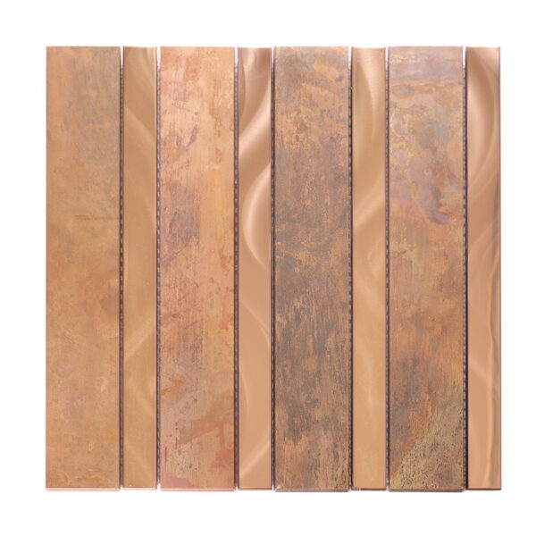 Copper and Rose Gold Stainless Steel Linear Mosaic Tile