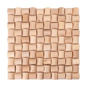 Natural Curved Surface Light Ash Wood Wall Mosaic for Modern Interiors
