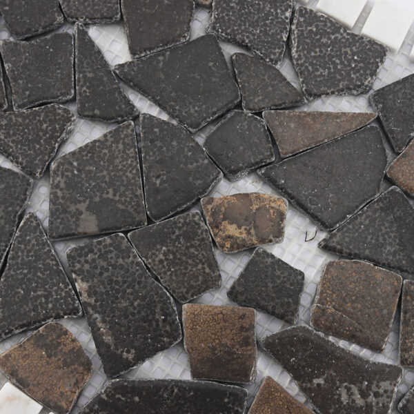Dark Brown Irregular Broken Marble Mosaic Tile with White Border
