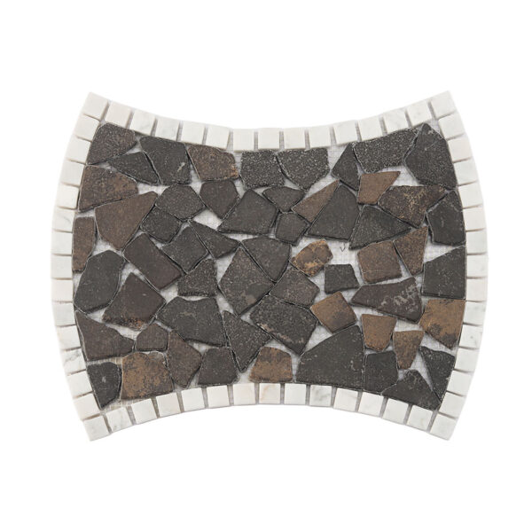 Dark Brown Irregular Broken Marble Mosaic Tile with White Border