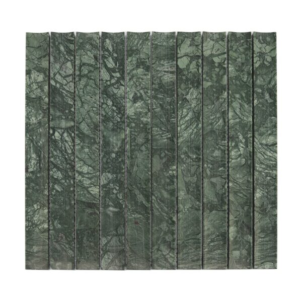 Stacked Indian Green Marble Fluted Tile Wall Mosaic for Luxury Interior Design
