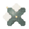 dark-green-marble-arabesque-mosaic-tile-full-sheet Dark Green White Arabesque Marble Mosaic Tile with Gold Stainless Steel Round Accents