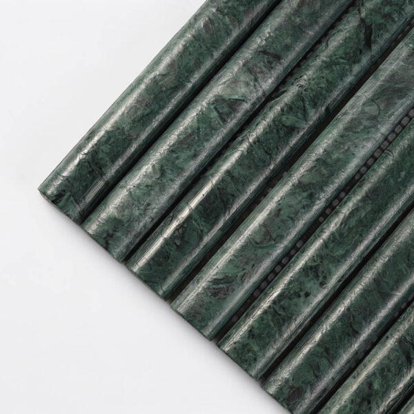 Dark Green Half Round Fluted Vertical Linear Marble Mosaic Tile