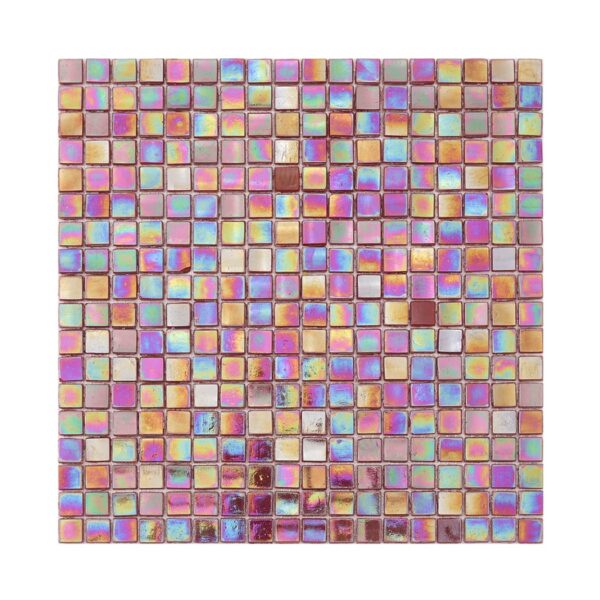 Dark Red Iridescent Kitchen Backsplash Square Glass Mosaic Tile