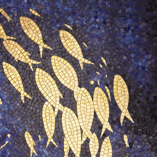 Deep Sea Golden Fish Handmade Glass Mosaic Mural