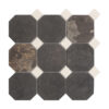Dark Brown Octagon Marble Mosaic Tile with White Dot Inserts