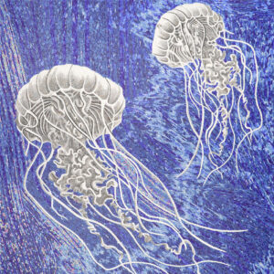 Deep Sea Jellyfish Handmade Glass Mosaic Wall Mural
