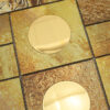 Gold Textures Aluminum Metal Mosaic Tile with Glass Circular Accents