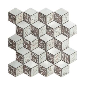 3D Cube Metallic Mosaic Aluminum Backsplash Tile