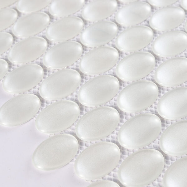 White Oval Glass  Shower And Vanity Backsplash Mosaic Tile