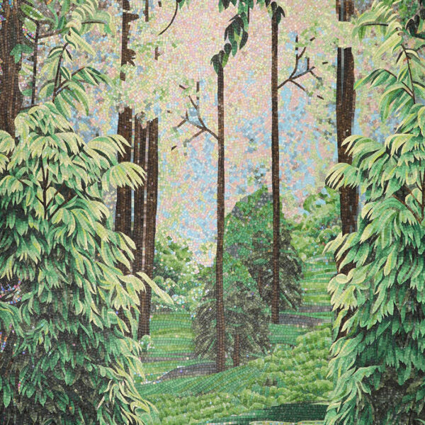 Green Tropical Jungle Glass Mosaic Mural Tile
