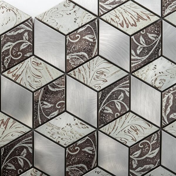 3D Cube Metallic Mosaic Aluminum Backsplash Tile