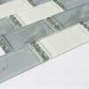 glossy-gray-white-glass-subway-tile-close-up Gray White Glass Subway Mosaic Tile Bathroom Vanity Wall Mosaic