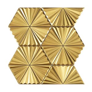 Gold 3D Fan Triangle Metal Kitchen Backsplash Wall Mosaic Tile