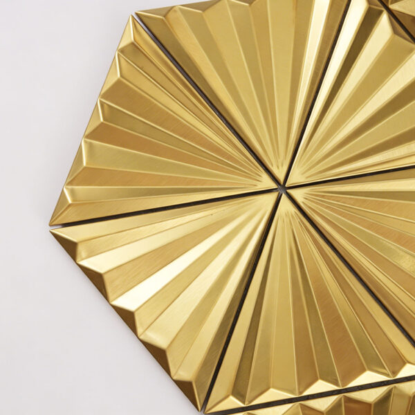 Gold 3D Fan Triangle Metal Kitchen Backsplash Wall Mosaic Tile