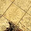 Gold Embossed Floral Pattern Square Metal Mosaic Tile