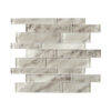 gray-marble-look-linear-glass-mosaic-front Gray Veined Linear Glass Mosaic Tile With Mixed Long Strip