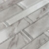 gray-veined-glass-linear-mosaic-close-pattern Gray Veined Linear Glass Mosaic Tile With Mixed Long Strip