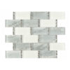 gray-white-glass-subway-mosaic-front-view Gray White Glass Subway Mosaic Tile Bathroom Vanity Wall Mosaic