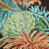 Tropical Floral Handmade Glass Mosaic Mural Tile with Black Background and Iridescent Glass Leaves
