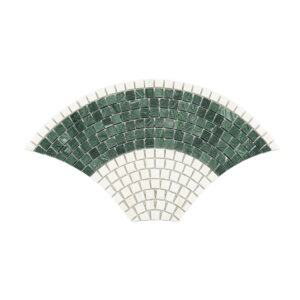 Green and White Fan Shaped Marble Floor Mosaic Tile