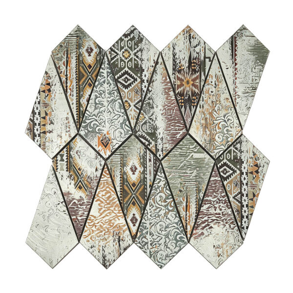 Retro Grey Diamond Shaped Aluminum Metal Mosaic Wall Tile