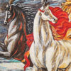Handmade Horse Glass Mosaic Mural Tile with Red and Gray Background for Feature Walls